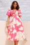 Abstract Flow Midi Dress - Pink Multi | Sage and Paige AUS.