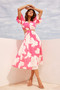 Abstract Flow Midi Dress - Pink Multi | Sage and Paige AUS.