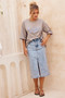 Always Mine Denim Midi Skirt - Washed Blue | Sage and Paige AUS.
