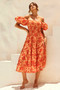Betty's Garden Midi Dress - Orange Multi | Sage and Paige AUS.
