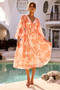 Palm Perfect Midi Dress - Orange Multi | Sage and Paige AUS.