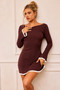 Geel Reed Knit Mini Dress - Chocolate | Sage and Paige AUS.