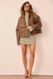 Washed Out Vegan Leather Jacket - Brown