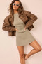 Washed Out Vegan Leather Jacket - Brown