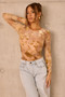 Petal Veil Flocking Mesh Bodysuit - Nude