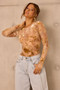 Petal Veil Flocking Mesh Bodysuit - Nude