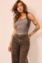 Strapline Knit Crop Top - Chocolate