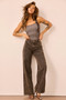 Strapline Knit Crop Top - Chocolate
