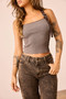 Strapline Knit Crop Top - Chocolate