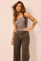 Strapline Knit Crop Top - Chocolate
