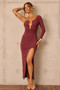 Nocturne Draped Maxi Dress - Cherry Chocolate