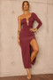 Nocturne Draped Maxi Dress - Cherry Chocolate
