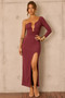 Nocturne Draped Maxi Dress - Cherry Chocolate