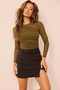 Velvet Ribbon Mini Skirt - Black