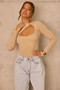 Little Sultry Knit Bodysuit - Camel