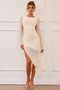 Socialite Chic Midi Dress - Cream