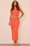 Sharp Hour Knit Crop Top - Coral