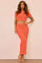Sharp Hour Knit Midi Skirt - Coral