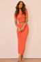 Sharp Hour Knit Midi Skirt - Coral