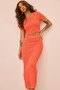 Sharp Hour Knit Midi Skirt - Coral