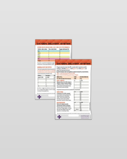 Critical Second Reference Card - Oxygen Delivery System