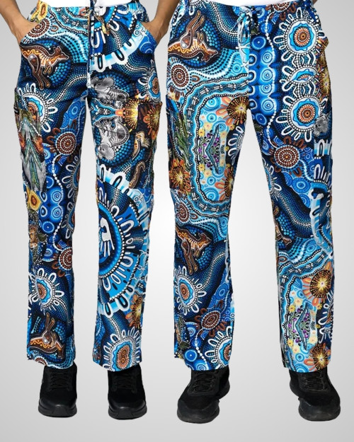 elitecare Classic Unisex Print Scrub Pants - Yapatjarra Muu