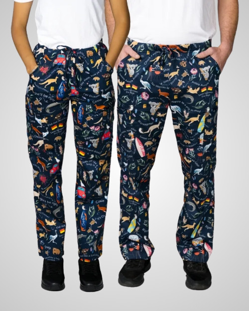 elitecare Classic Unisex Print Scrub Pant - Aussie As