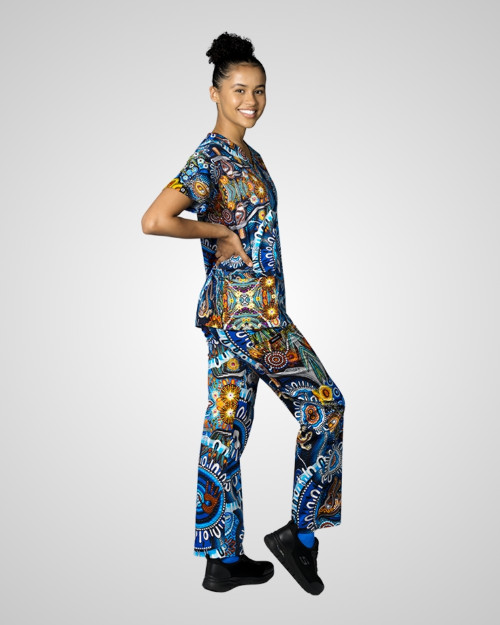 elitecare Classic Unisex Print Scrub Top - Yapatjarra Muu