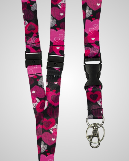 elitecare Lanyard - Pattern Black Hearts
