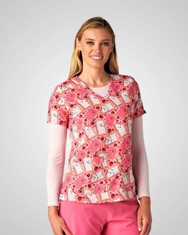 Koi - Women's Print Scrub Top - Pop Tarts