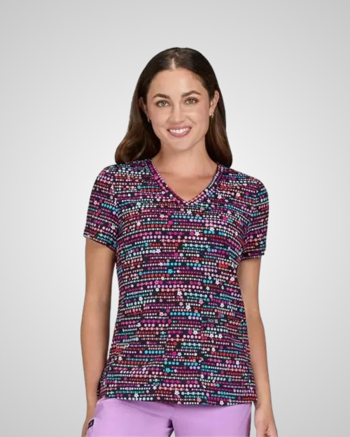 Koi - Women's Print Scrub Top - Spot the Dot