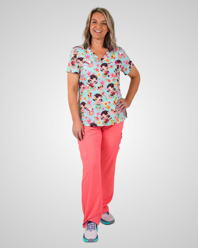 Koi - Women's Print Scrub Top - Hula Lulu