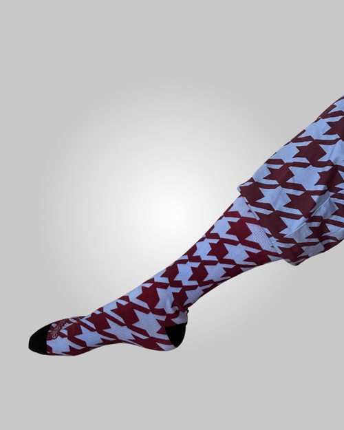 elitecare Knee High Compression Socks - Maroon Dog Tooth