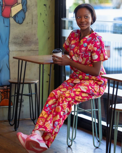 elitecare Unisex Print Scrub Pant - Pink Patisserie