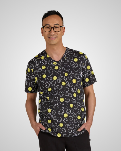 Koi - Men's Print Scrub Top - Doing Great