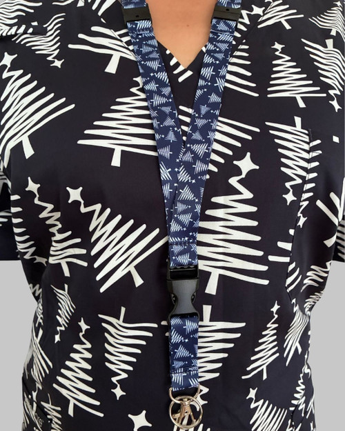 elitecare Lanyard - Pattern Navy Trees