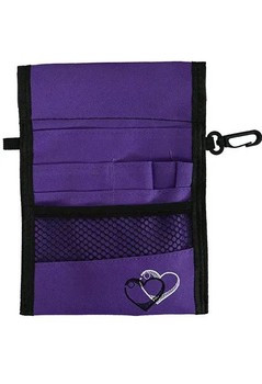 elitecare 13 Pocket Nurse Pouch - Purple Hearts B&W