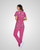 Koi - Women's Print Scrub Top - Butterfly Aura Flamingo