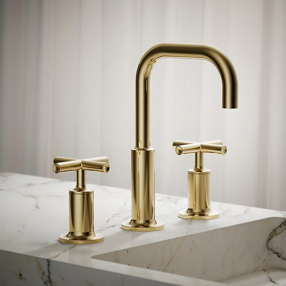Kohler Purist® Widespread bathroom sink faucet with Cross handles