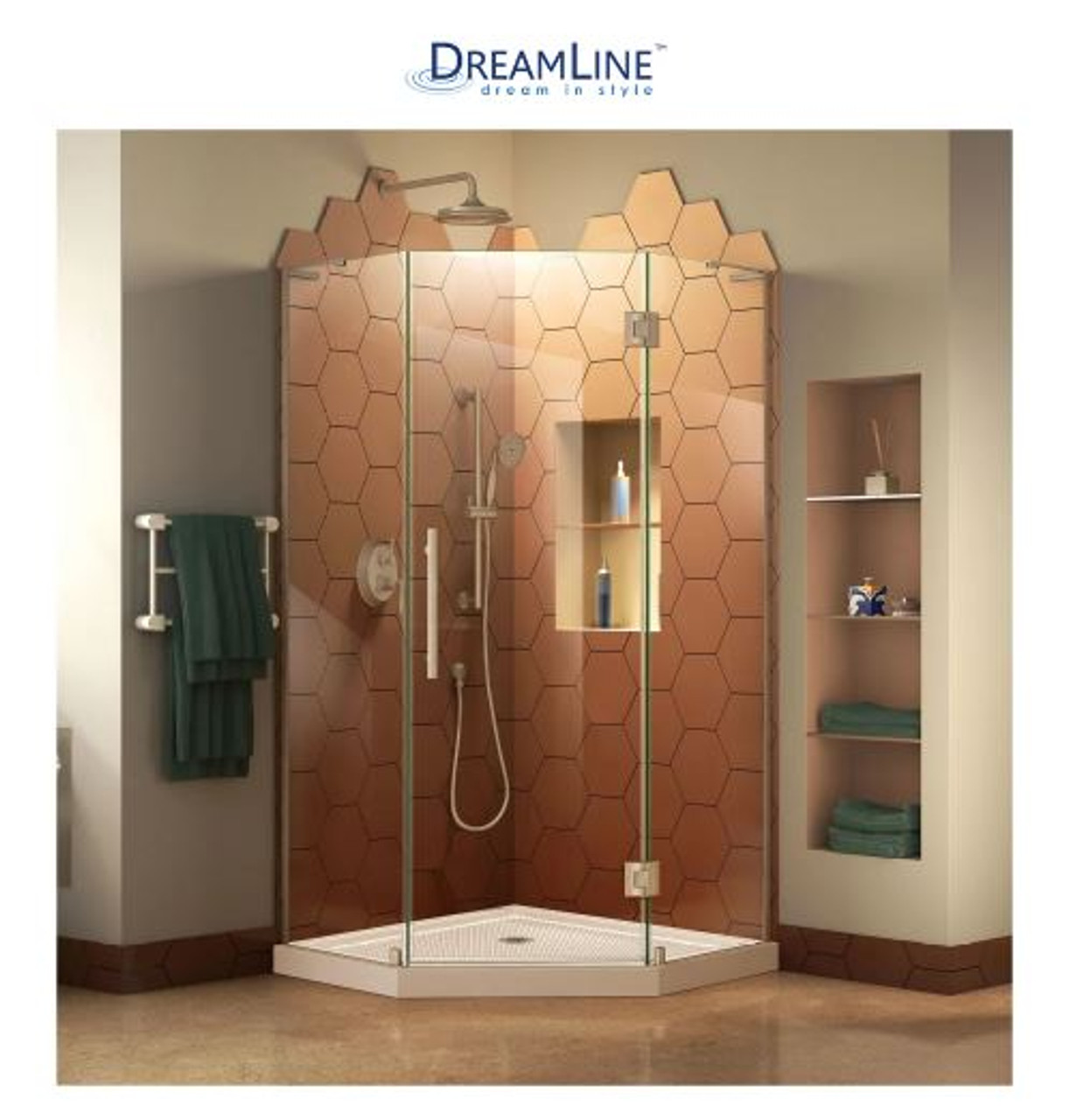 Dcolora 36'' W 72'' H Semi-Frameless Round Right Shower Enclosure