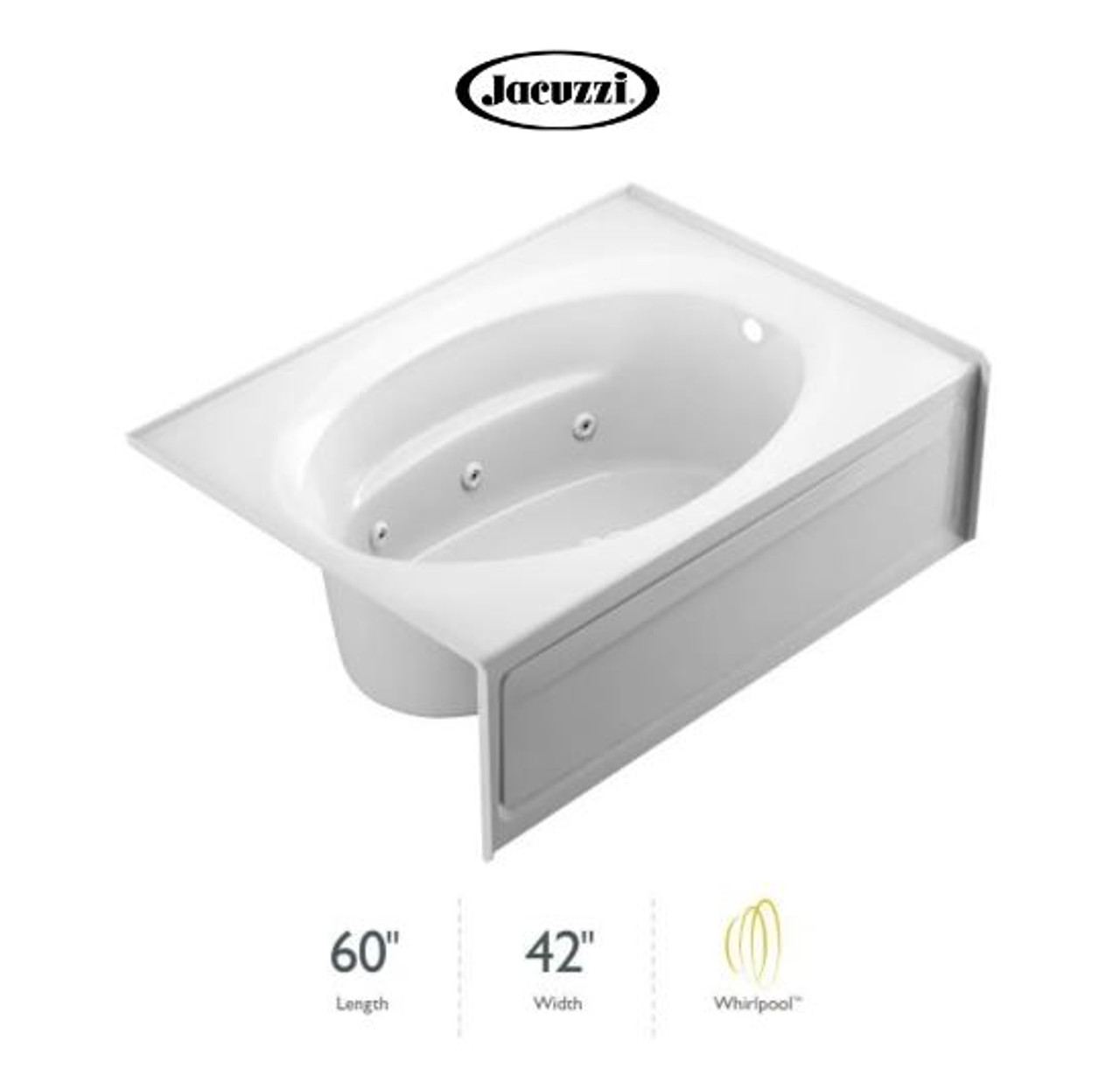 Jacuzzi 72 x 36 Fuzion Drop In Luxury Whirlpool Bathtub with 14 Jets, LCD  Controls, Illumatherapy, Heater, Left Drain and Right Pump - Integrated  Drain Assembly Included