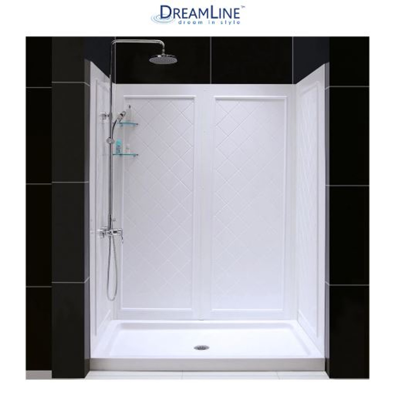 DreamLine SlimLine 36 W x 76.75 H Framed Square Shower Stall and