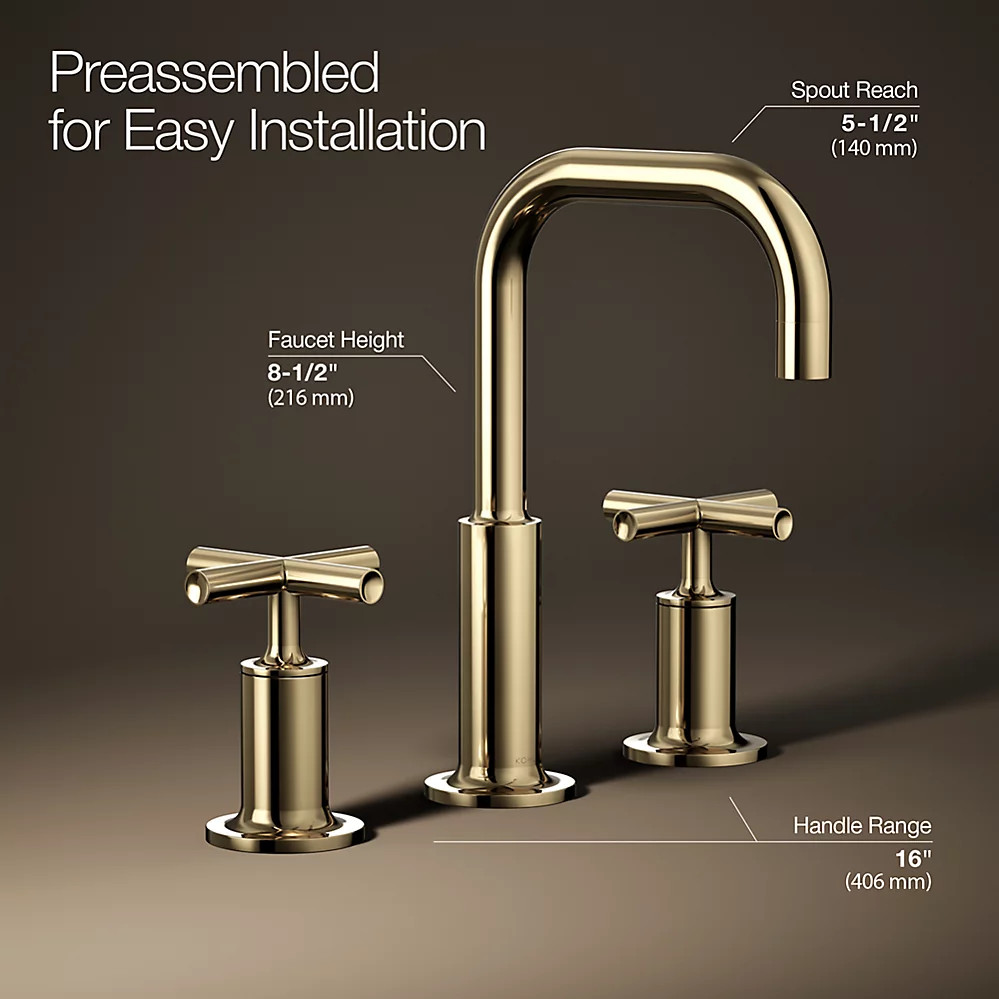 Kohler Purist® Widespread bathroom sink faucet with Cross handles