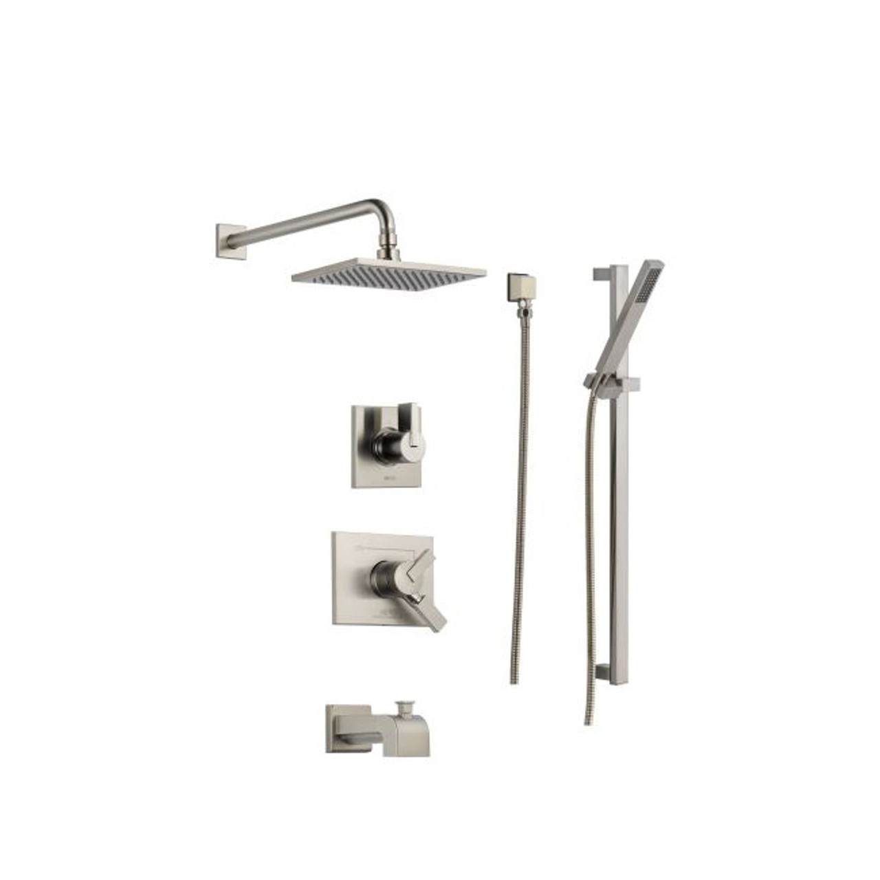 Delta Monitor 17 Series Pressure Balanced Tub and Shower System with Volume  Control, Shower Head, Hand Shower, and Slide Bar