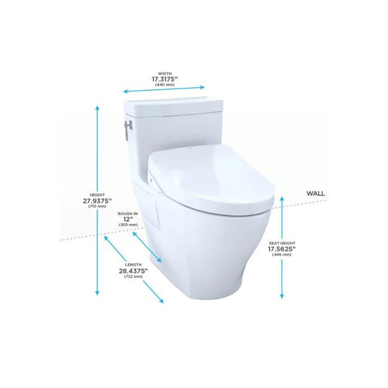 Toto Aimes 1 28 Gpf One Piece Elongated Chair Height Toilet With Tornado Flush Technology Seat Included
