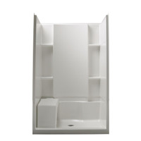 Sterling Accord 48" x 37-1/4" x 76" Vikrell Shower with Drain Center and Removable Seat Sterling Accord 48" x 37-1/4" x 76" Vikrell Shower with Drain Center and Removable Seat
