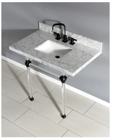 Kingston  Brass Templeton 36" Rectangular Marble Wall Mounted Bathroom Console with Legs and 3 Faucet Holes at 8" Centers Kingston  Brass Templeton 36" Rectangular Marble Wall Mounted Bathroom Console with Legs and 3 Faucet Holes at 8" Centers