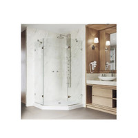Vigo Gemini 76-3/4" High x 42" Wide x 42-1/8" Deep Hinged Frameless Shower Enclosure with 3/8" Glass - Low Profile Shower Pan Included