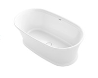 Kohler Memoirs 60" Free Standing Lithocast Gloss Cast Resin Soaking Tub with Center Drain, Drain Assembly and Overflow
