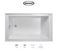 Jacuzzi Linea 60" x 36" Acrylic Soaking Bathtub for Three Wall Alcove Installation with Left Drain